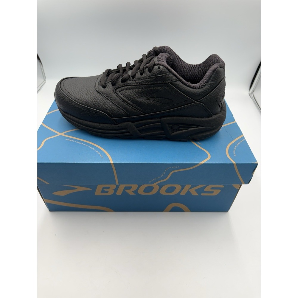 Brooks Addiction Women's Black Low Top Lace-Up Leather Walking Athletic Sneakers